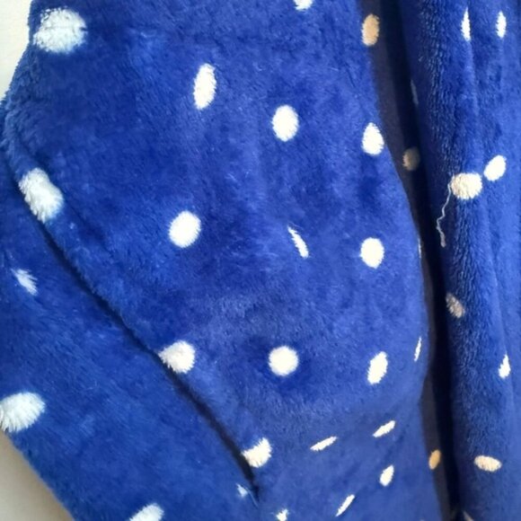 George Women’s Fleece Polka Dot Robe Size 1X–2X Navy Blue - Picture 6 of 8
